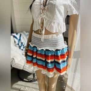 Multicolored Ruffled Mini Skirt Medium
